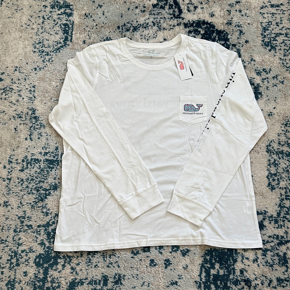 Vineyard Vines Classic White Long Sleeve Tee lacrosse NWT